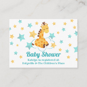 Gender Neutral Cute Giraffe & Stars Baby Shower Enclosure Card