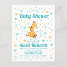 Gender Neutral Cute Giraffe & Stars Baby Shower