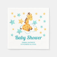 Gender Neutral Cute Giraffe & Stars Baby Shower