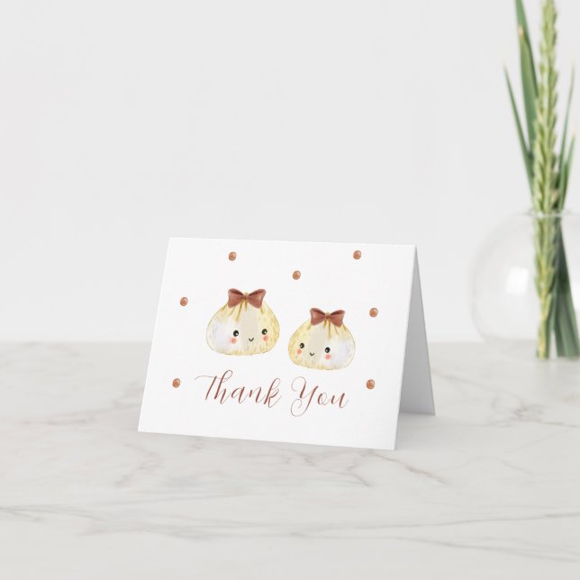 Gender Neutral Cute Simple Dumpling Baby Shower  Thank You Card (Front)