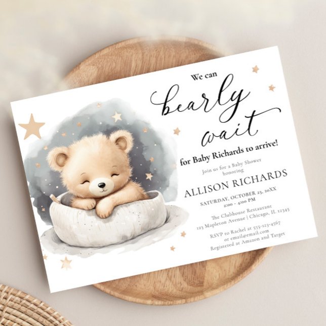 Gender neutral cute teddy bear baby shower invitation (Creator Uploaded)