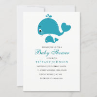 Gender-Neutral Cute Whale Baby Shower invitation