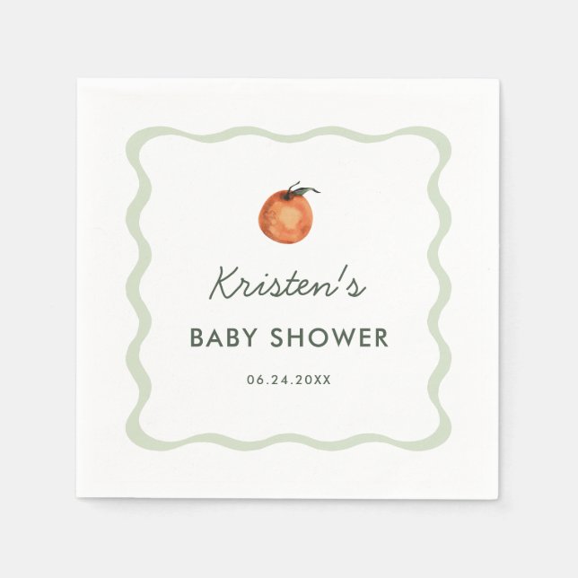 Gender Neutral Cutie Tangerine Baby Shower Napkins (Front)