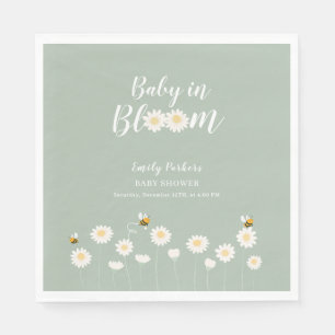Gender Neutral Daisy Floral Baby In Bloom Shower Napkin