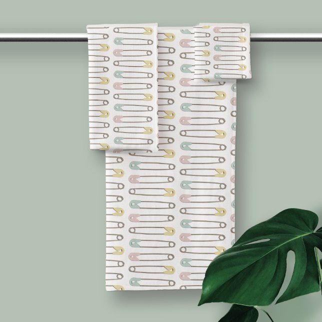 Gender Neutral Diaper Pin Pattern Bath Towel Set (Creator Uploaded)