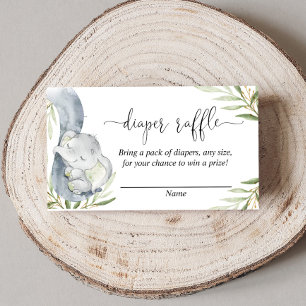 Gender neutral diaper raffle elephant baby shower enclosure card