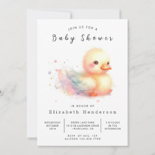 Gender Neutral Digital Duck Baby Shower Invitation