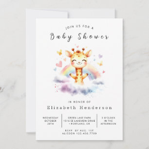 Gender Neutral Digital Giraffe Baby Shower  Invitation