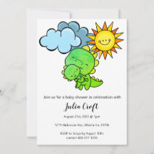 Gender Neutral Dinosaur Baby Shower Cute Invitatio