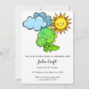 Gender Neutral Dinosaur Baby Shower Cute Invitatio Invitation