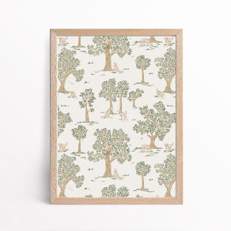 Gender Neutral Dog Woodland Nursery Art Print