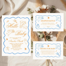 Gender Neutral doodle cupid Baby Shower Invitation