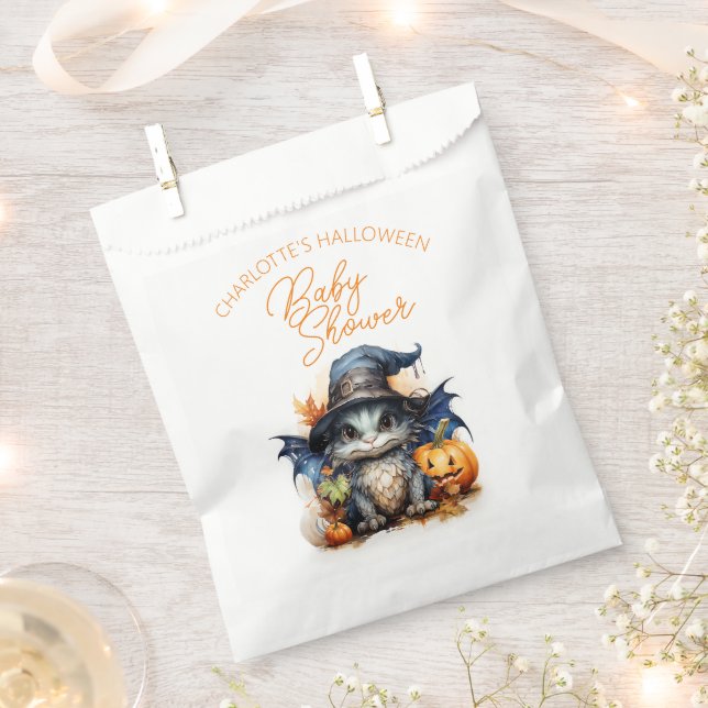 Gender Neutral Dragon Halloween Baby Shower Favour Bags (Clipped)