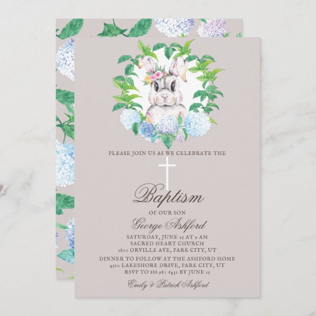Gender neutral Easter Baptism Invitation (Front/Back)