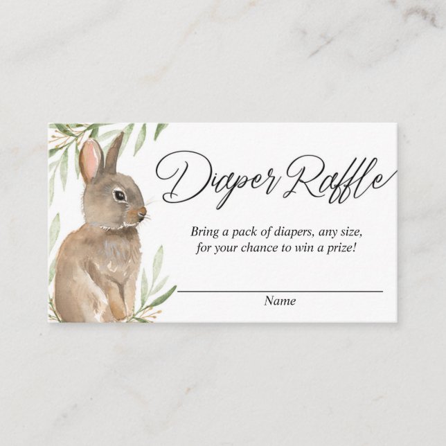 Gender neutral easter bunny diaper raffle cards (Front)