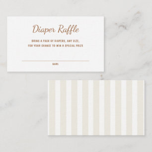 Gender Neutral Ecru Stripes Diaper Raffle Enclosure Card
