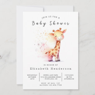 Gender Neutral Editable Giraffe Baby Shower Invitation