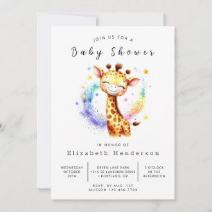 Gender Neutral Editable Giraffe Baby Shower Invitation