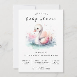 Gender Neutral Editable Swan Baby Shower Invitation