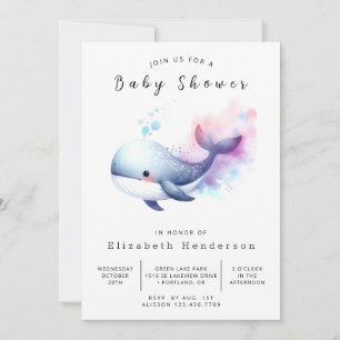Gender Neutral Editable Whale Baby Shower Invitation