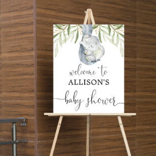 Gender neutral elephant baby shower welcome sign