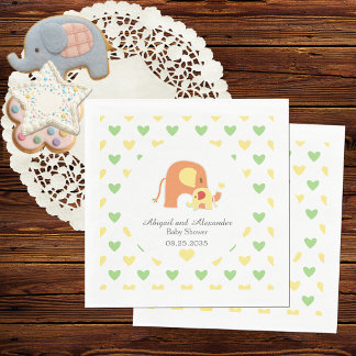 Gender Neutral Elephant Theme Baby Shower Napkin