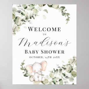 Gender Neutral Eucalyptus Elephant Welcome Sign
