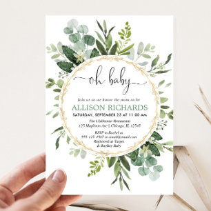 Gender neutral Eucalyptus greenery oh baby shower Invitation