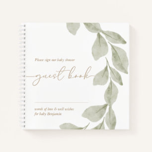Gender Neutral Eucalyptus Leaf Guest Book
