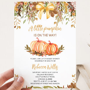 Gender Neutral Fall Pumpkin Baby Shower Invitation