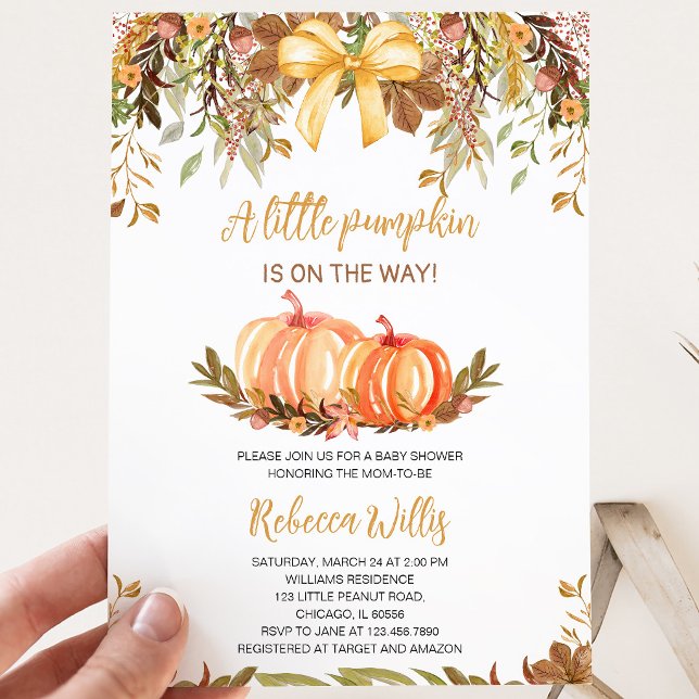 Gender Neutral Fall Pumpkin Baby Shower Invitation (Creator Uploaded)