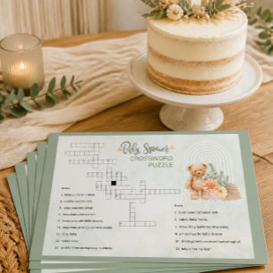 Gender Neutral Floral and Bear Baby Shower Game Flyer