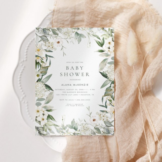 Gender Neutral Floral Greenery Baby Shower Invitation (Creator Uploaded)