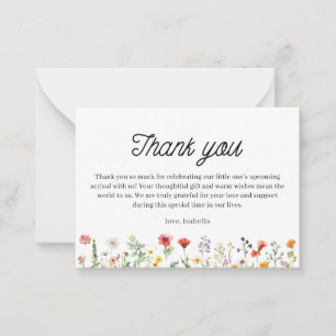 Gender Neutral Floral Wildflower Baby Shower Card
