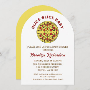 Gender Neutral Fun Pizza Slice Slice Baby Shower Invitation