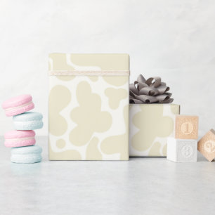 Gender Neutral Gift Wrap   Beige Cow Print