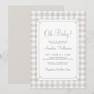 Gender Neutral Gingham Baby Shower Invitation
