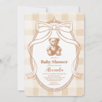 Gender Neutral Gingham Teddy Bear Baby Shower