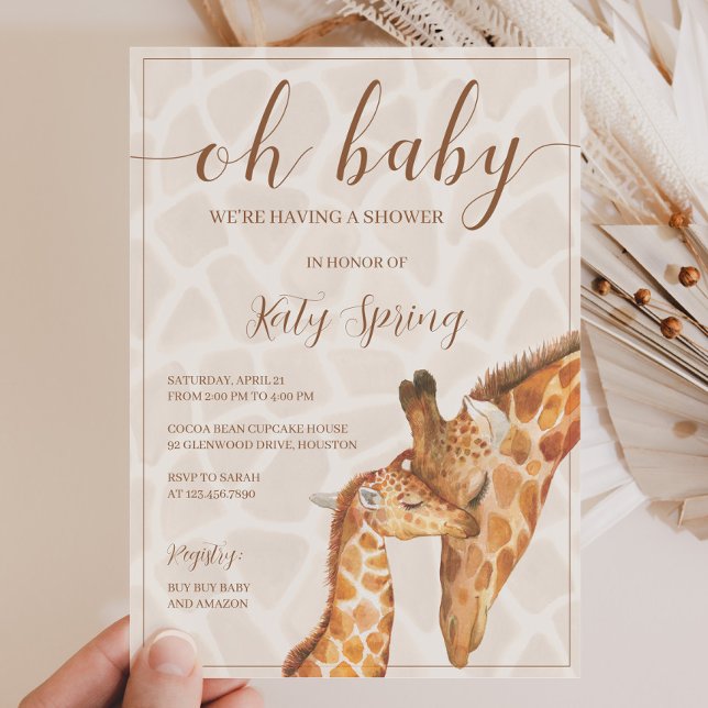 Gender Neutral Giraffe Baby Shower Invitation (Creator Uploaded)