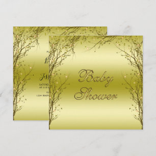 Gender Neutral Gold Wintry Framed Baby Shower Invitation
