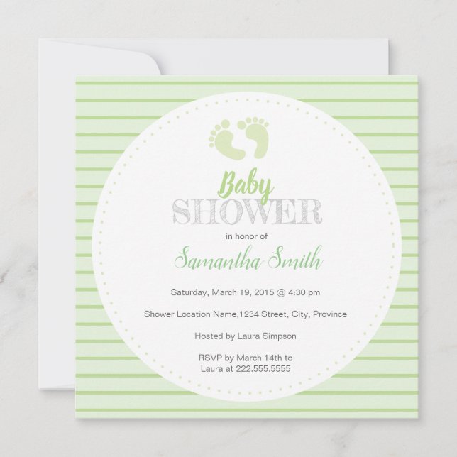 Gender neutral green Baby Shower ı Invitation (Front)