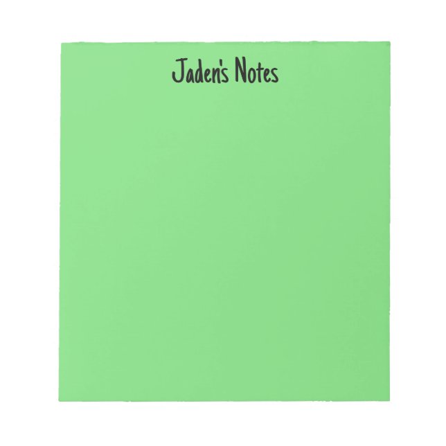Gender Neutral Green Minimalist Custom Name Pocket Notepad (Front)