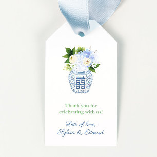 Gender Neutral Green White Blue Floral Baby Shower Gift Tags