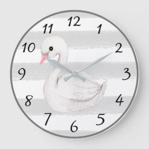Gender Neutral Grey Stripe Modern Nursery Decor Large Clock