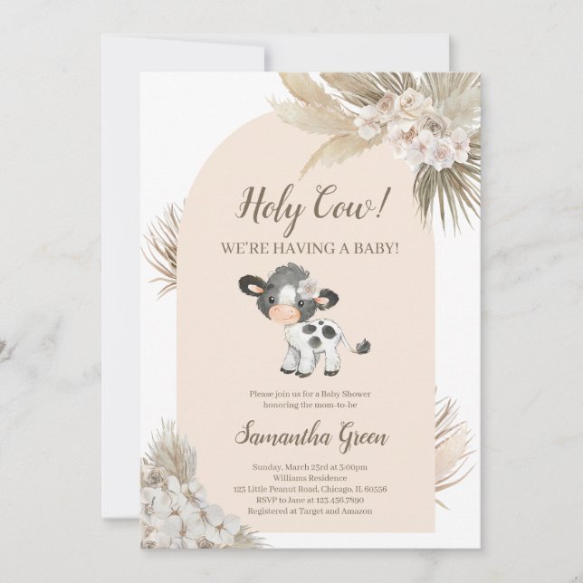 Gender Neutral Holy Cow Baby Shower Invitation (Front)