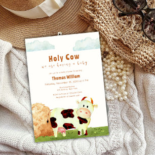 Gender Neutral Holy Cow Farm Animal Baby Shower Invitation