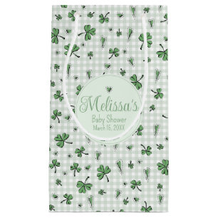 Gender Neutral Irish Clovers Baby Shower Small Gift Bag