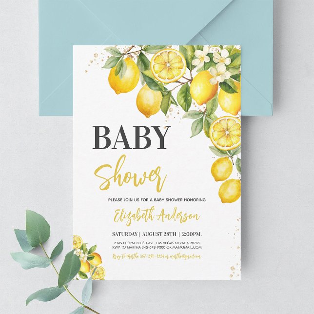 Gender Neutral Lemon Citrus Floral Baby Shower Invitation (Creator Uploaded)