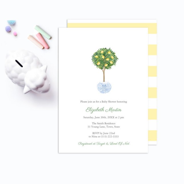 Gender Neutral Lemon Tree Topiary Baby Shower Invitation (Creator Uploaded)