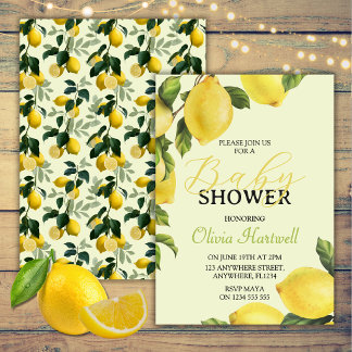 Gender Neutral Lemons Baby Shower Invitation